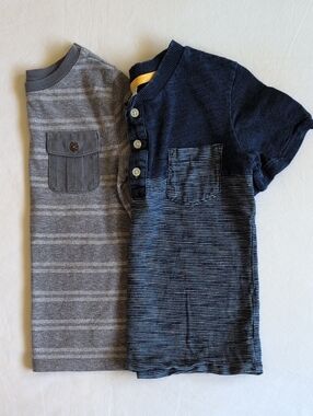 Carter's & Old Navy Toddler Boys Striped Henley & Pocket Tee Duo 2pc Lot 4T